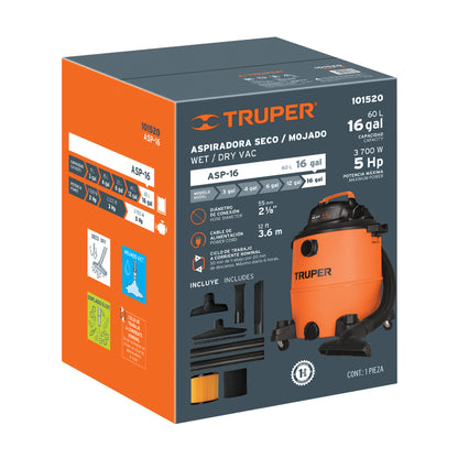 Aspiradora TRUPER 16 gal (60L)