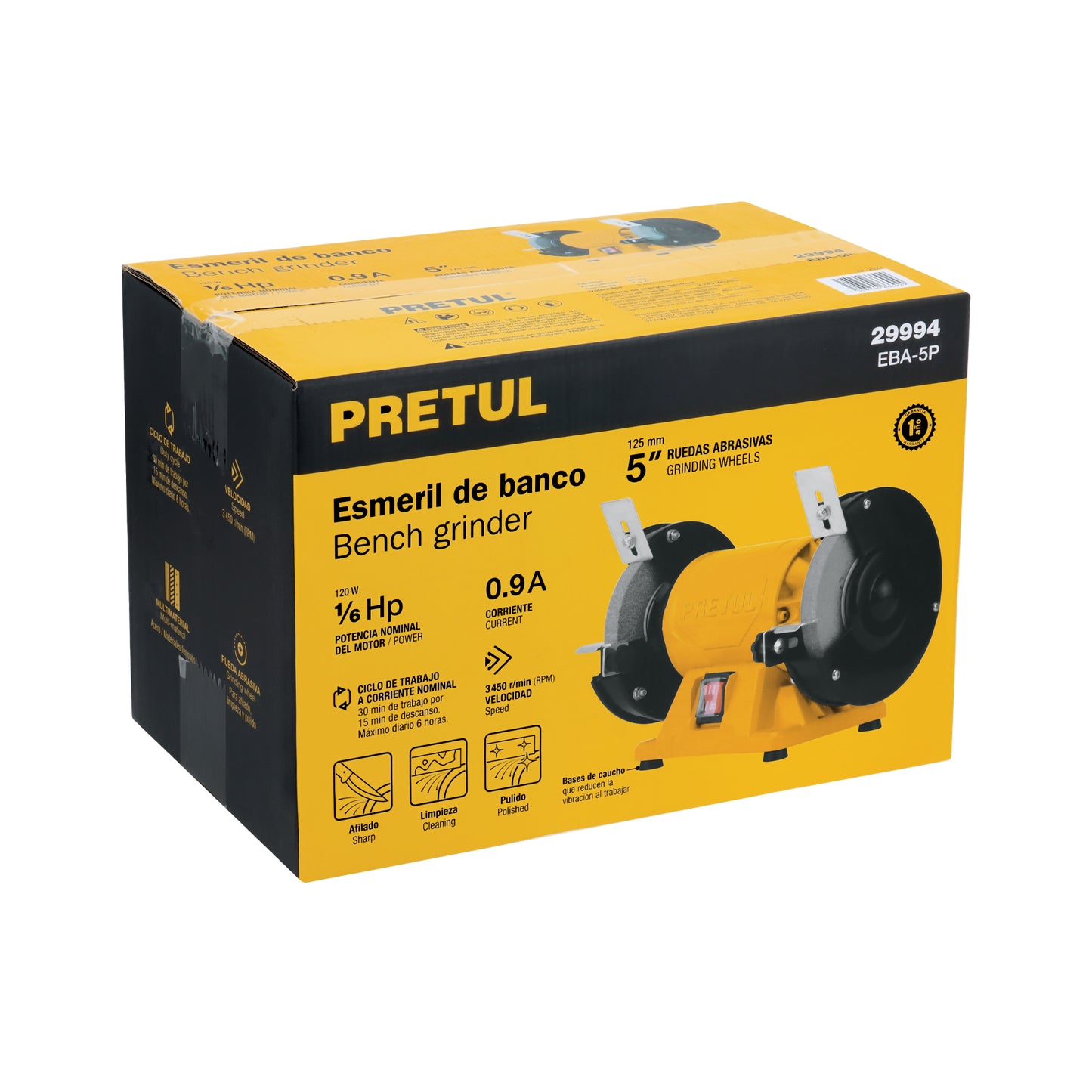 Esmeriladora de Banco PRETUL 5” (120W)