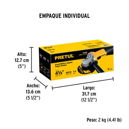 Esmeriladora Angular 4-1/2” PRETUL, 550W