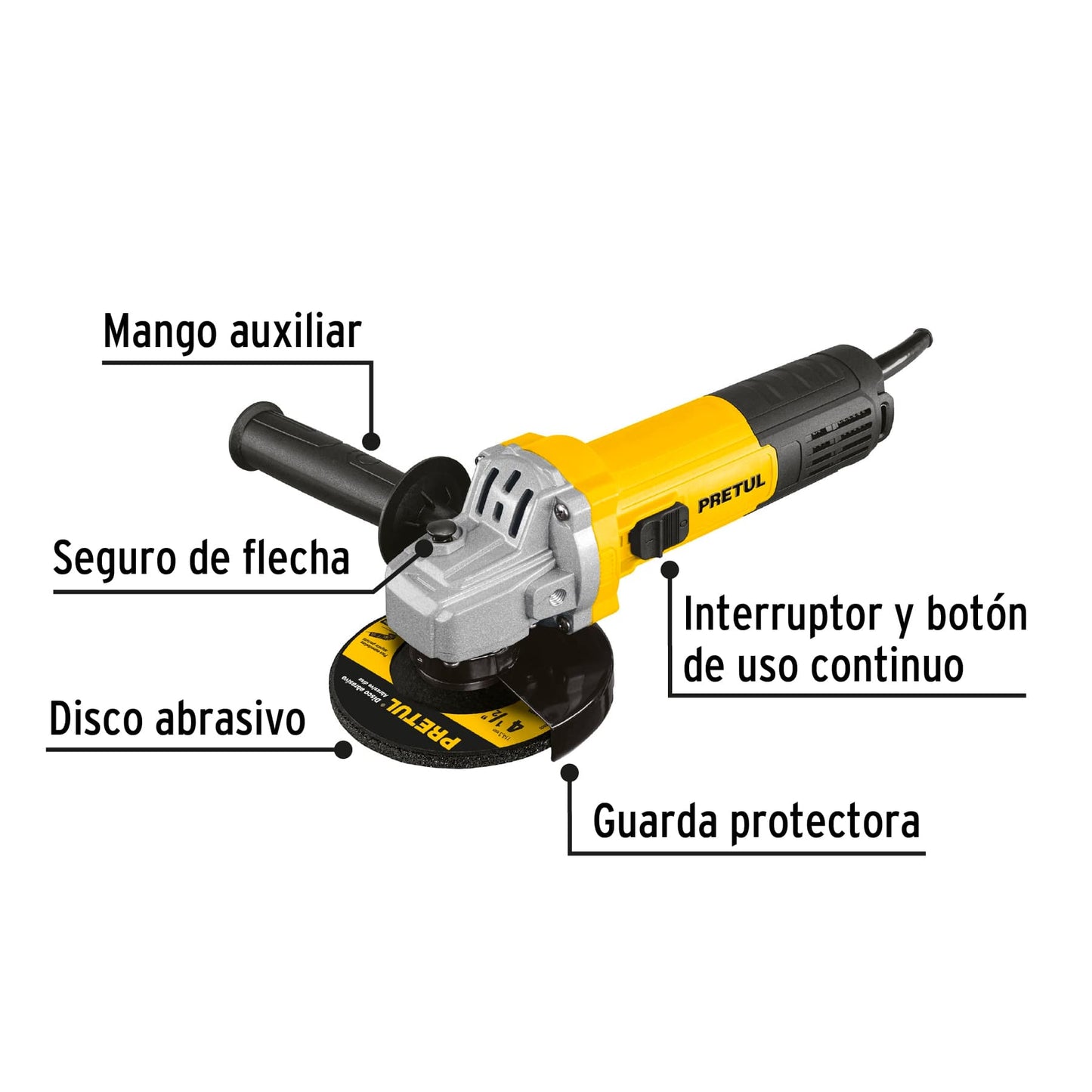 Esmeriladora Angular 4-1/2” PRETUL, 550W