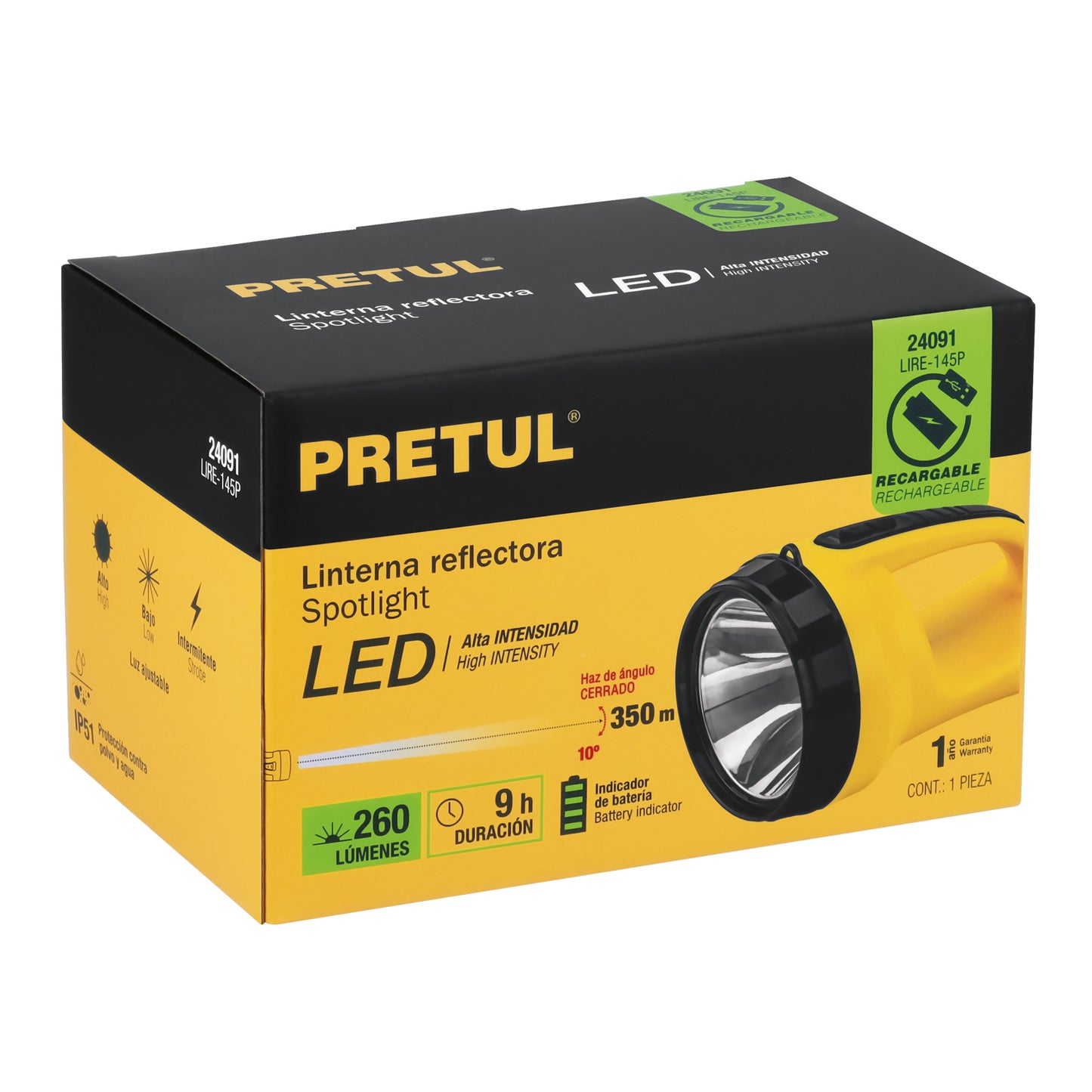 Pretul Reflector LED Recargable 145 lúmenes