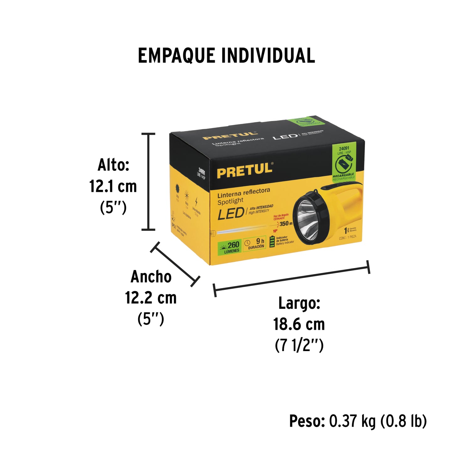 Pretul Reflector LED Recargable 145 lúmenes