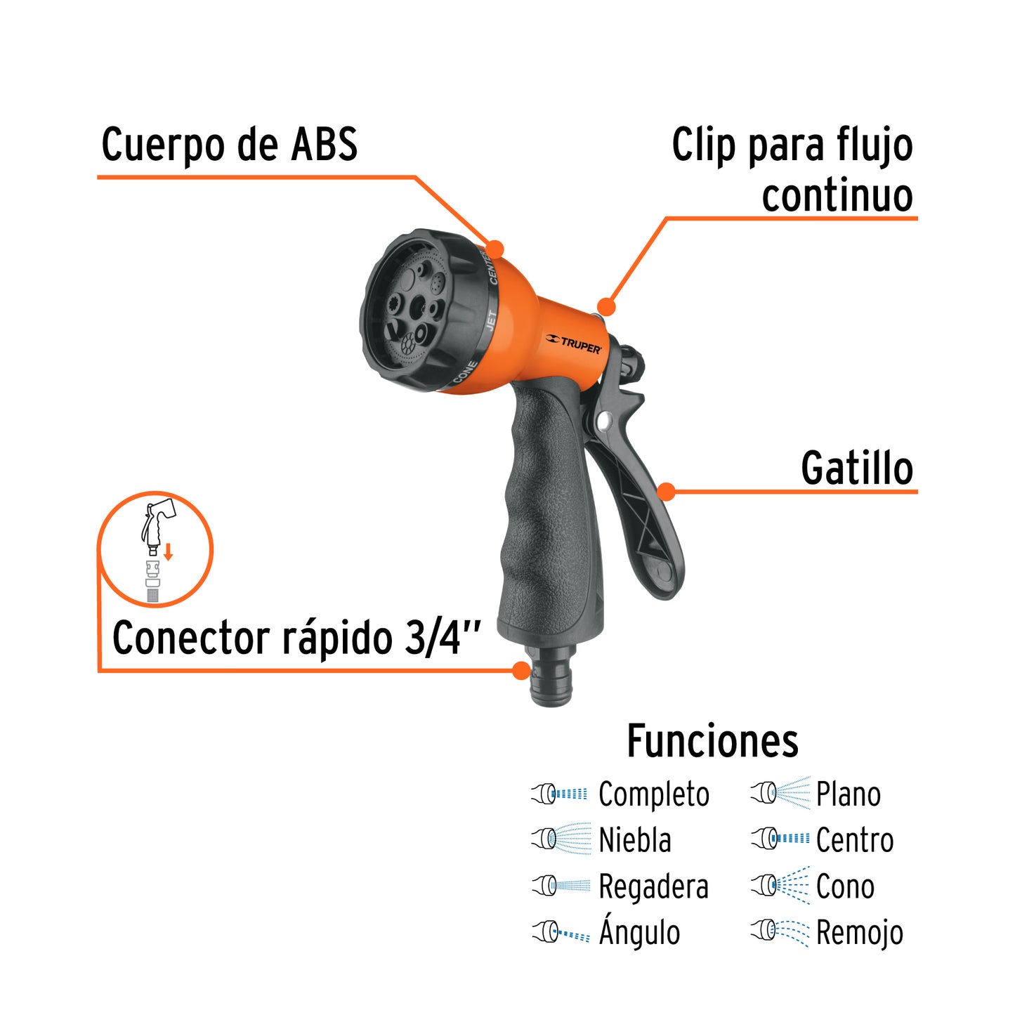Pistola para riego Truper PR-409