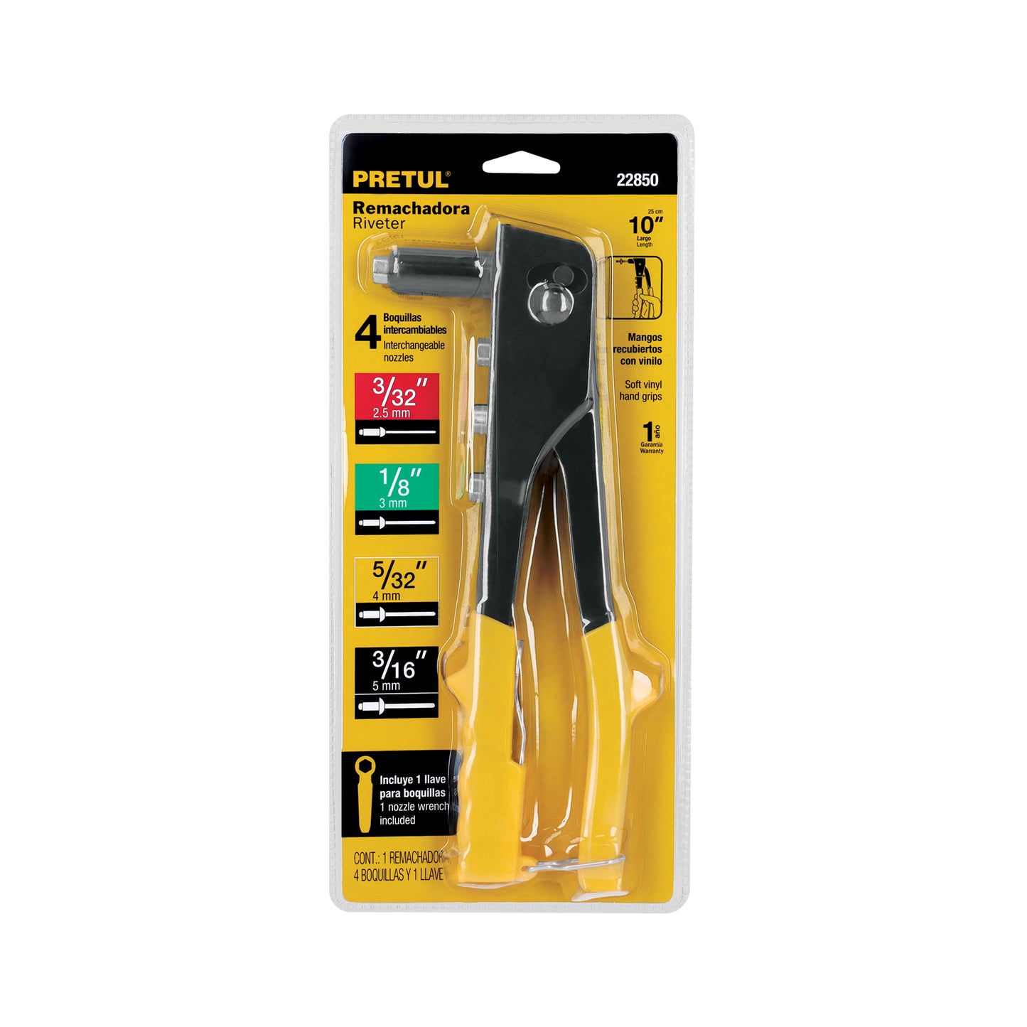 Remachadora Pretul de 10” con 4 boquillas intercambiables