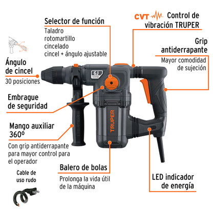 Rotomartillo TRUPER INDUSTRIAL SDS Plus 6J, 1600W