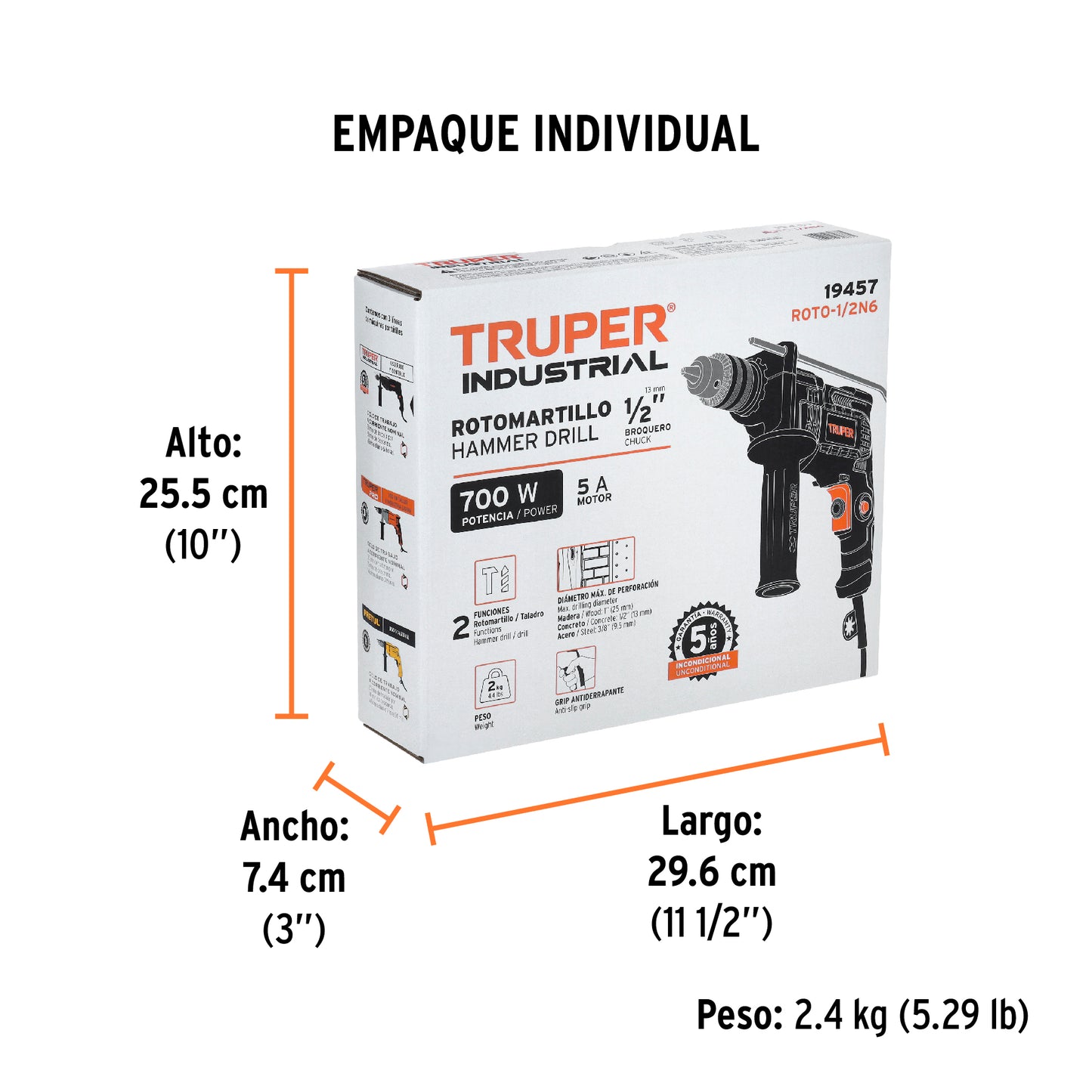 Rotomartillo TRUPER INDUSTRIAL 1/2” 700W