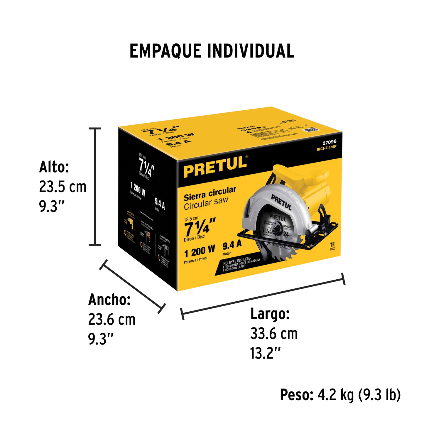 Sierra Circular PRETUL 7-1/4” 1200W