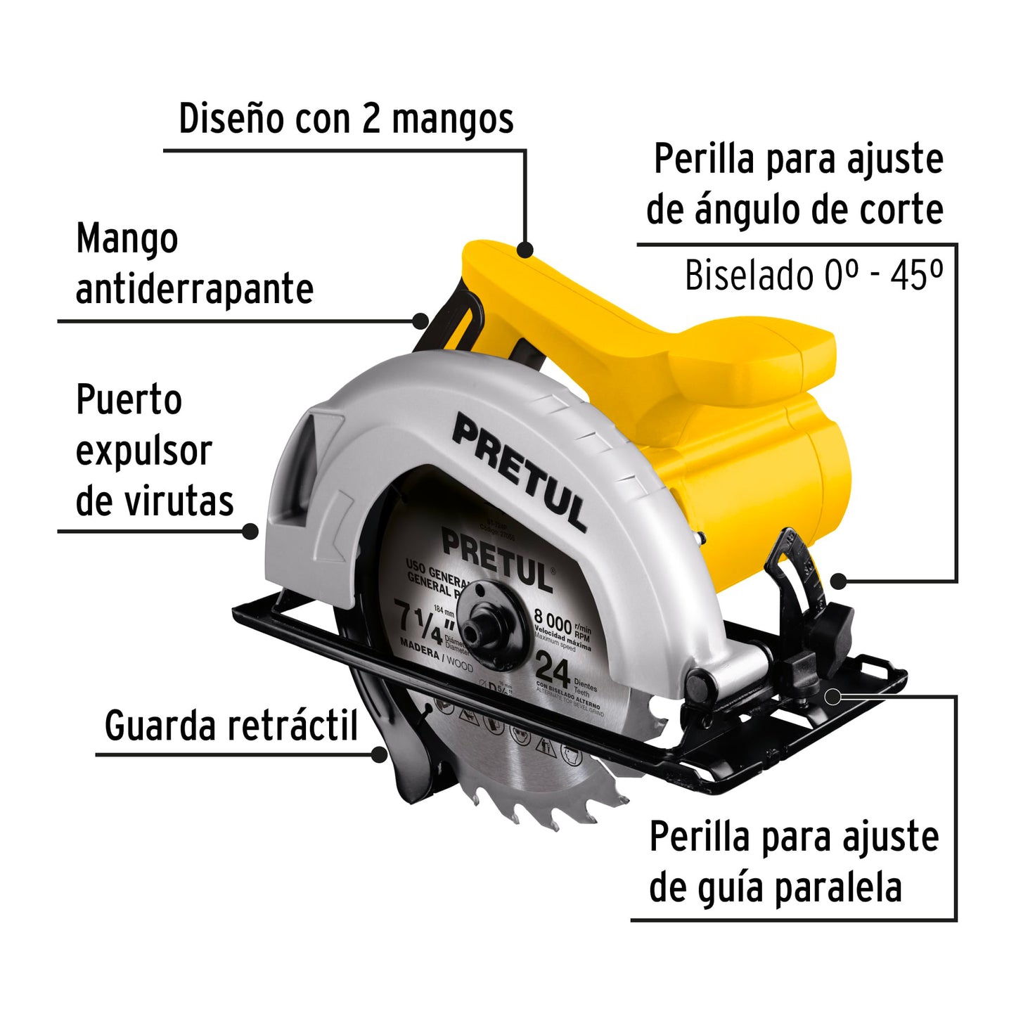Sierra Circular PRETUL 7-1/4” 1200W