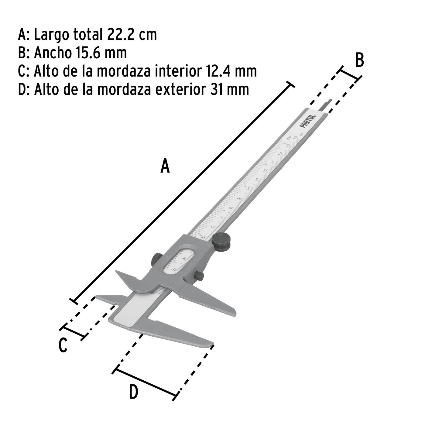 Calibrador Vernier Pretul VER-6PX