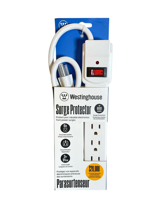 Supresor de Picos Westinghouse 6 Tomas, 800 Joules, 3ft