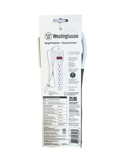 Supresor de Picos Westinghouse 6 Tomas, 800 Joules, 3ft